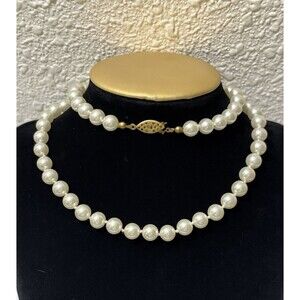 Vintage 24” Pearls 9mm Individually Knotted Unbranded Gold Plated Clasp 44g